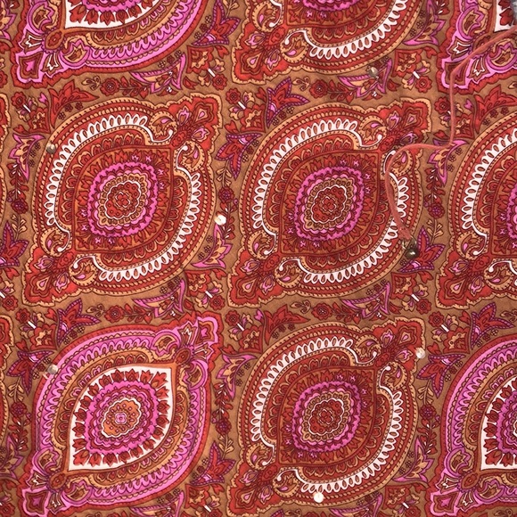 Xhilaration Bohemian Pink Paisley Sequin Drawstring Skirt Sz L 🌻 - Picture 3 of 7
